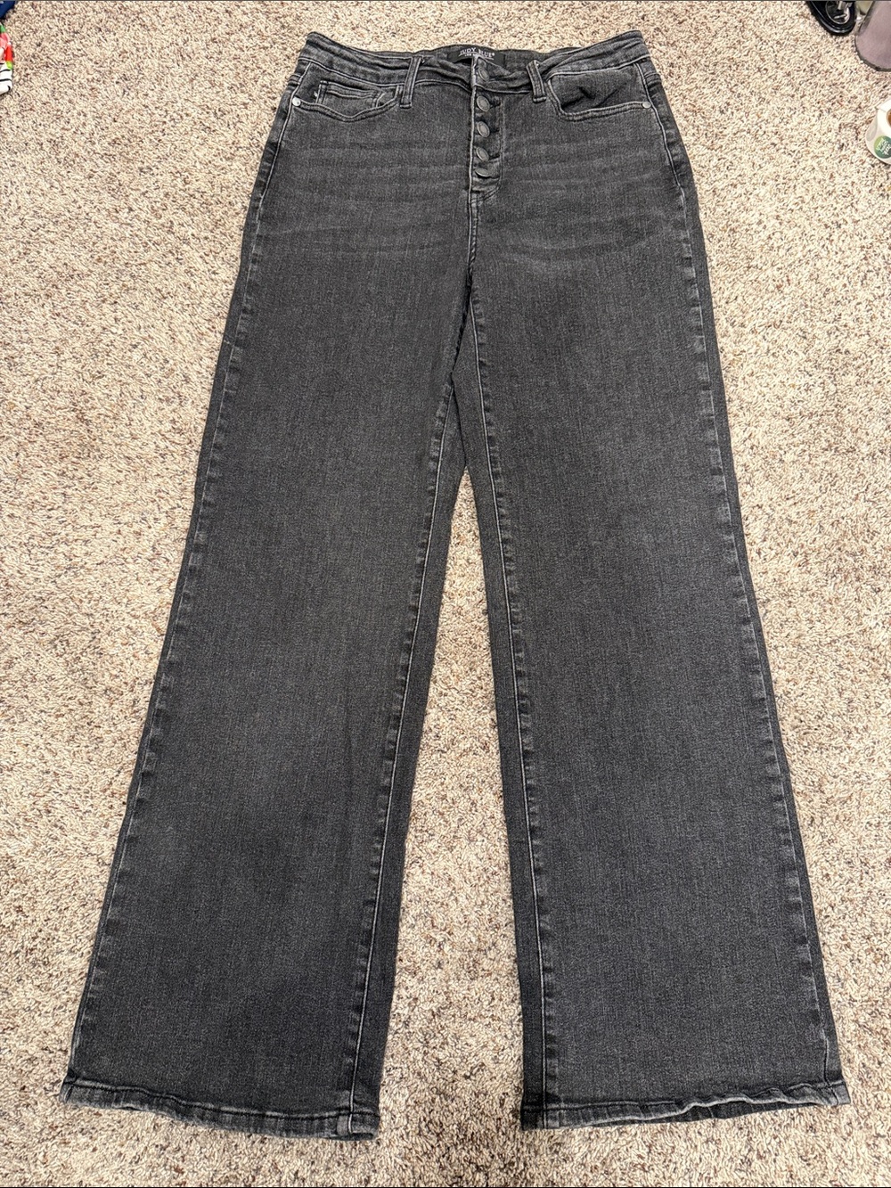 Judy Blue Charcoal Black High-Rise Wide Leg Jeans